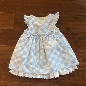 Crown & Ivy Light Blue Plaid Kids Dress with Bows